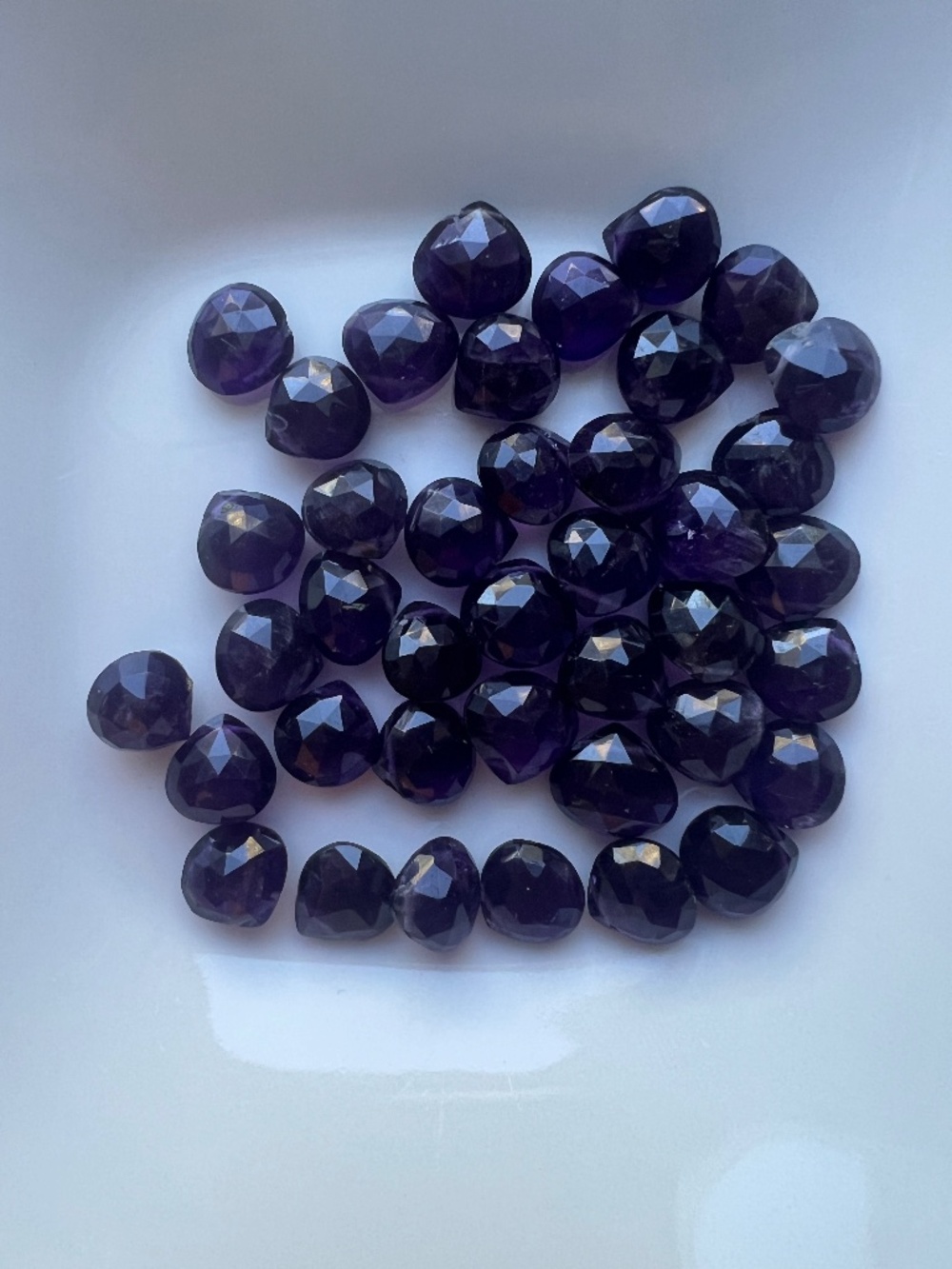 Amethyst Faceted Briolette Beads for Jewelry Making - Lot of 40 Beads